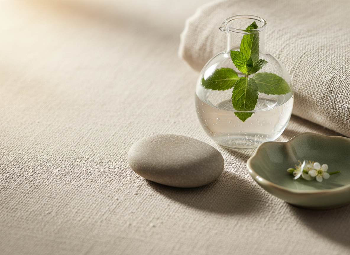 Natural spa elements representing the Color Nails experience